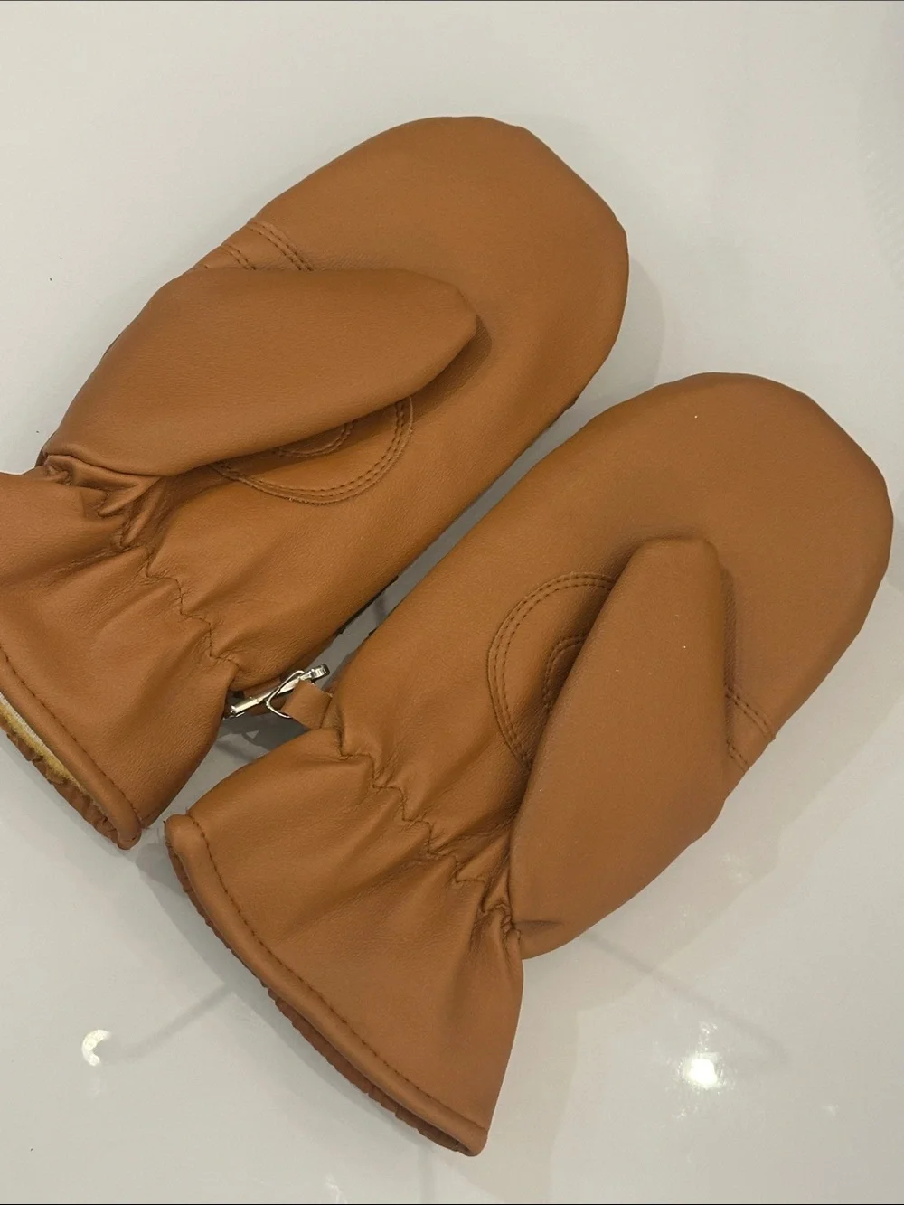 Vintage winter ski mittens Orange & Cream Stripes ladies 70’s snow retro bunny